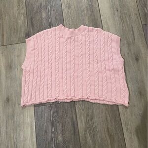 Oliveaceous Pink Cableknit Sweater Vest Sleeveless